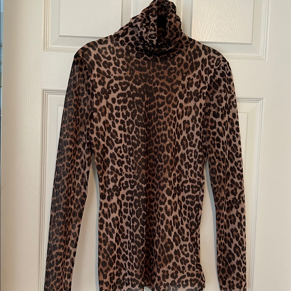 Ganni Brown Leopard Print Top